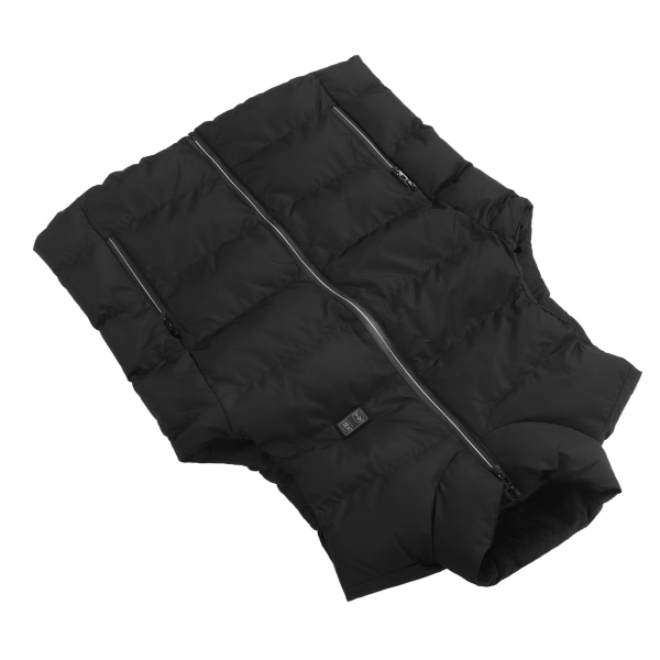 USB-opvarmet vest - Tyk elektrisk varmejakke til udendørs arbejde, vandreture, skiløb - 15 zoner - sort - 2XL
