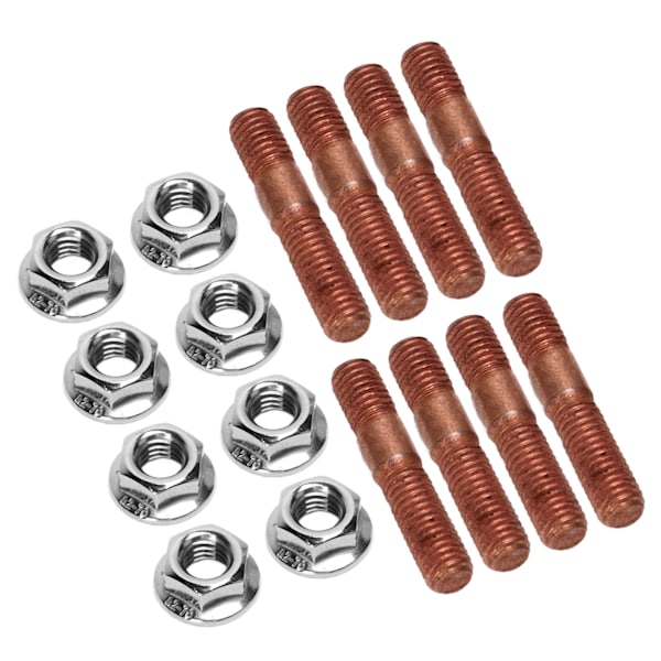 8 stk M8 1,25 Trådde Turbo Studs Sett 8mm Metall Legering Høytrykksbestandig Eksosmanifold Stud Bolt Mutter Hardware