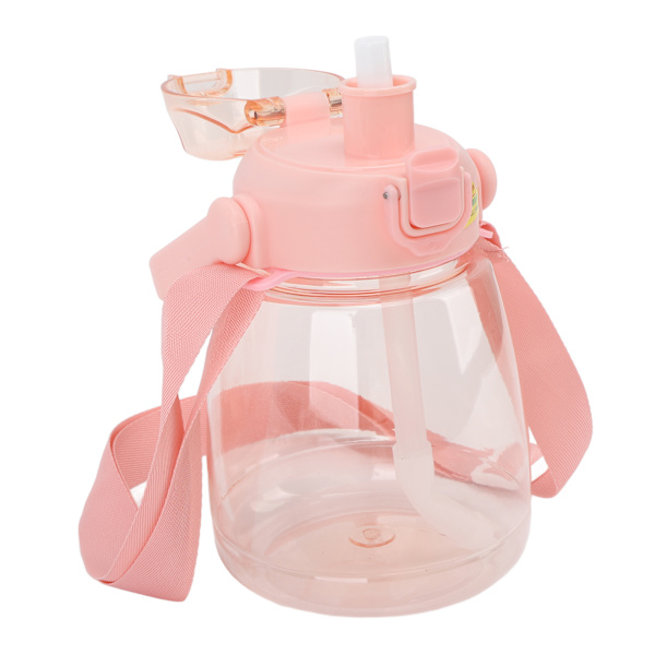 Läcksäker rosa vattenflaska med sugrör - 1100ml