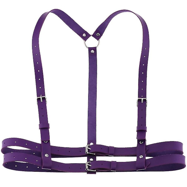 Gothic Leather Body Harness for Women and Girls - Rave Jewelry & Dance Club Party Accessories Purple