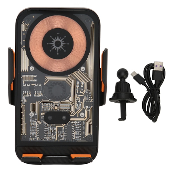 Trådløs Bil Lader Transparent Skall 360° Roterbar Brakett Berøringsknapp Intelligent Sensor Telefonholder Montering C10