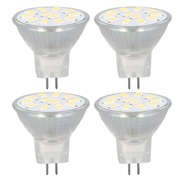 4 st/set MR11 LED-spotlight med dubbelnålbas 360° värmeavledning 3W 12 LED-lampor Kall vit