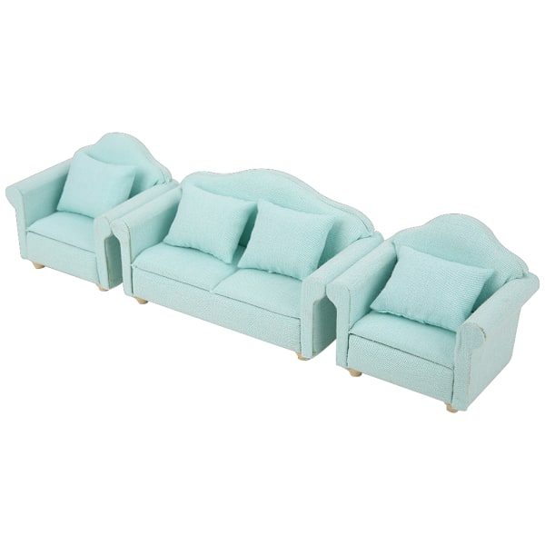 3 stk 1:12 Mini Dukkehus Rutete Sofa Putesett Tilbehør Rom Møbler Leke Matcha Farge