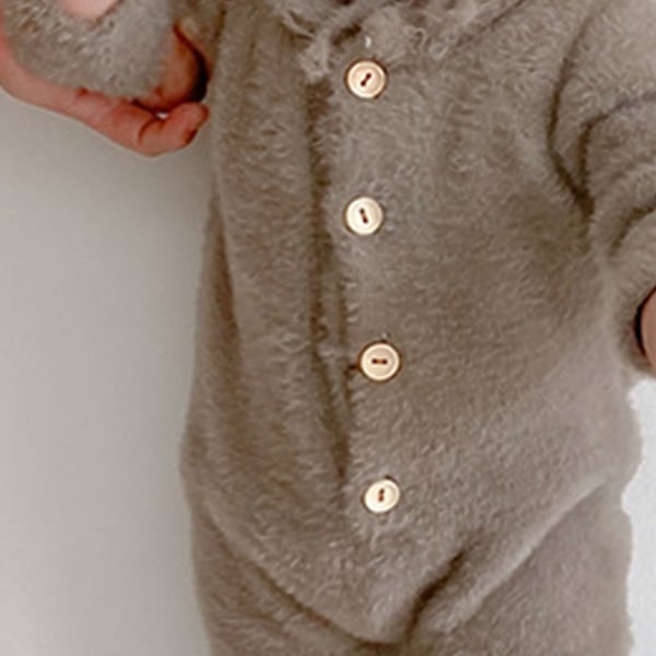 Baby Bear Jumpsuit - Söt och mjuk varm spädbarnshuva för höst höst utomhus grå 80cm / 31.5in