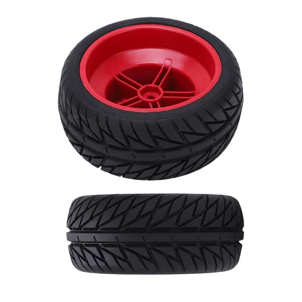 4st RC bil gummidäck Hjulfälgset RC bil gummidäck för 1/10 Short Course Truck Röd