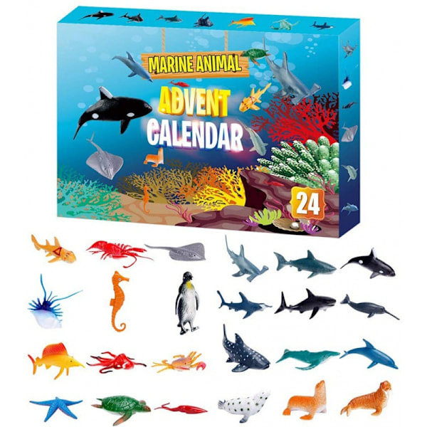 Christmas calendar, 24 pieces. Christmas toys with marine animals