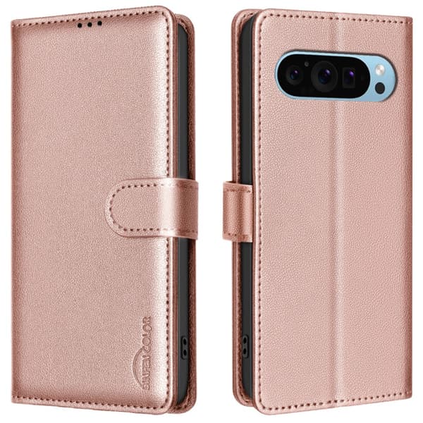 BINFEN COLOR Google Pixel 9/9 Pro Litchi Plånboksfodr Rosa guld pink