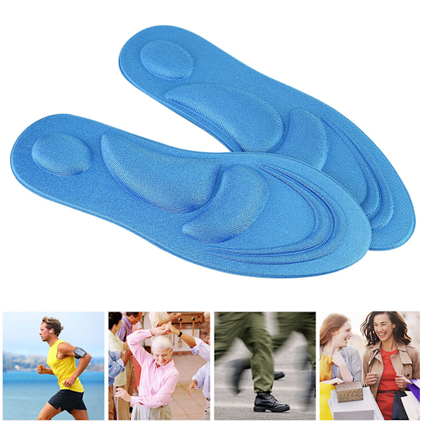 Memory Foam Arch Support innersåler for kvinner med flate føtter (lyseblå)