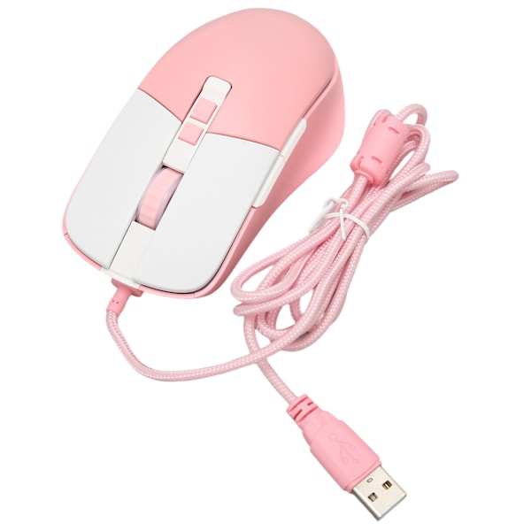 Kablet Mus Ergonomisk Strømlinjeformet Kul RGB Optisk Sensor Gaming Mekanisk Mus for Hjemmekontor Rosa Hvit