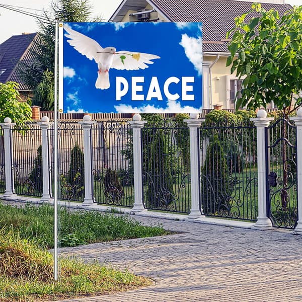 90x150CM Fredsduvor Flagga Hem Utomhus Hängande Dekor Polyesterbanners Tåliga Flaggor