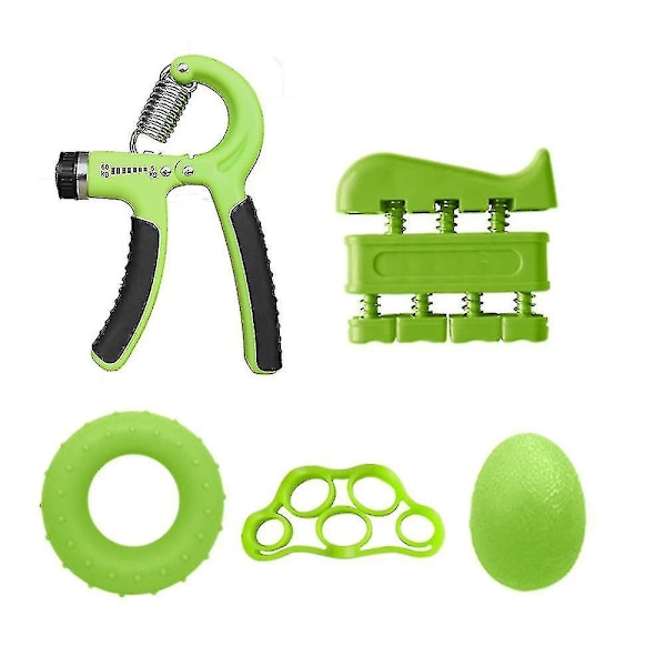 5-Pack Hand Grips Strengthener Set - Improve Hand and Finger Strength Green