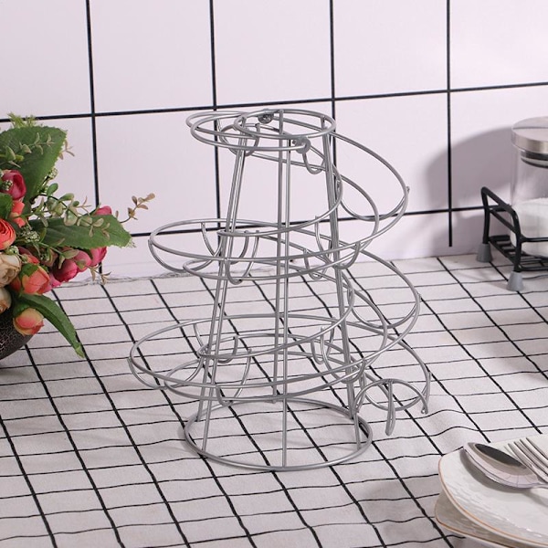 Ægdispenser, Ægspiral i Rustfrit Stål Spiraldesign, Ægstativ Opbevaring til ca. 30 - 36 Æg, Sort