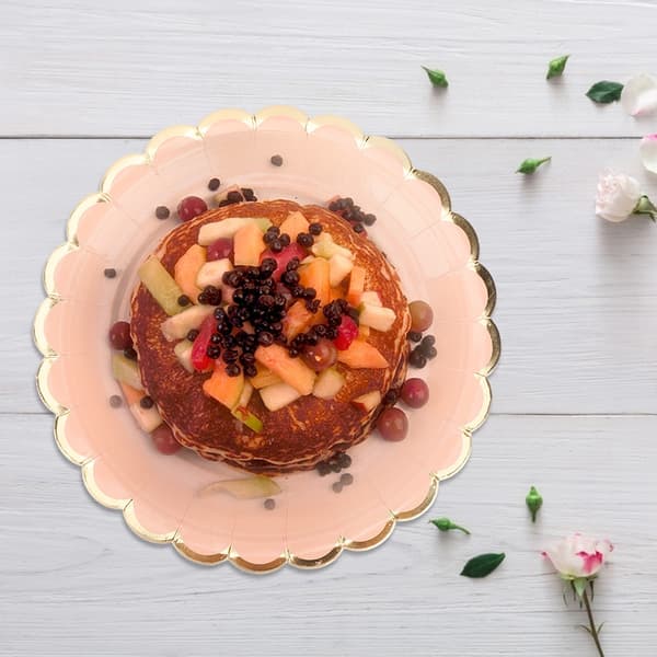 Rosa Engangs Papir Runde Tallerkener 7 tommer (8 stk) - Bursdag Bryllup Fest Servise