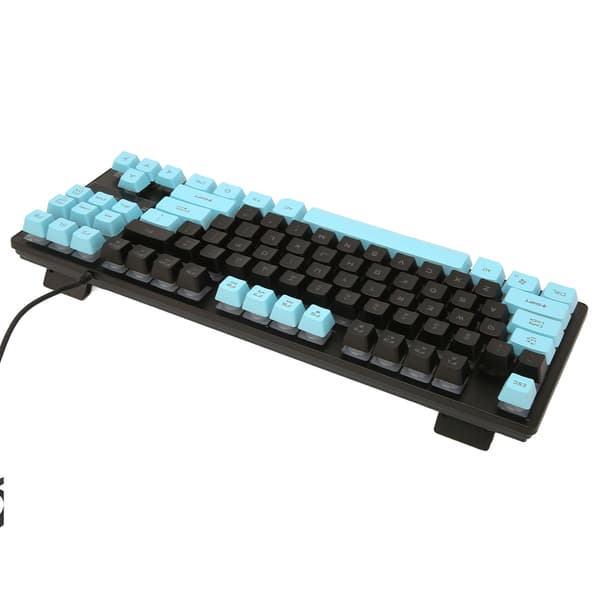Kablet Gaming Tastatur 87 Taster Ergonomisk Farve Baggrundsbelyst Design Desktop Notebook Computertilbehør Blå og Sort