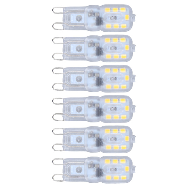 G9 Pære Dimbar Øyebeskyttelse Energibesparende 14 LED-er 3W Lyspære for Lysekrone Bordlampe 6 stk Naturlig Lys 220V