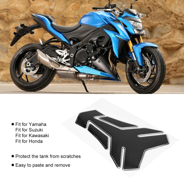 Motorsykkel Drivstofftank Klistremerke Pad Protector Decoration Passer for Yamaha (svart sølv)