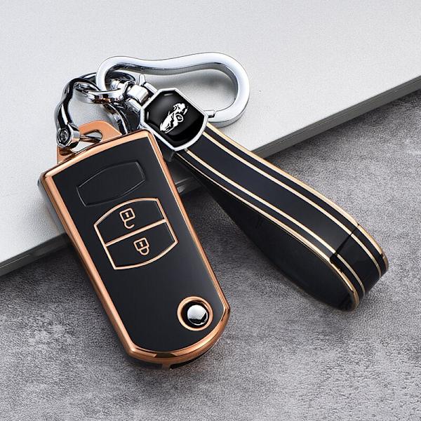 2 3 Knapper Blød TPU Flip Bil Nøgle Etui Cover Til Mazda 3 2 6 2003 2004 2005 2006 2007 2008 2009 2010 2011 2012 2013 Bilholder A grey keychain