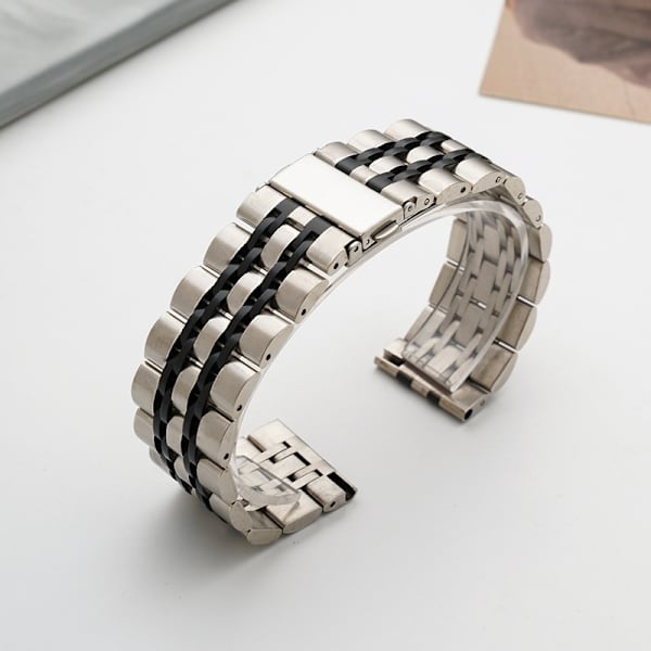 Urrem til Apple Watch iWatch til 42/44/45/49mm springspænde - sølv og sort