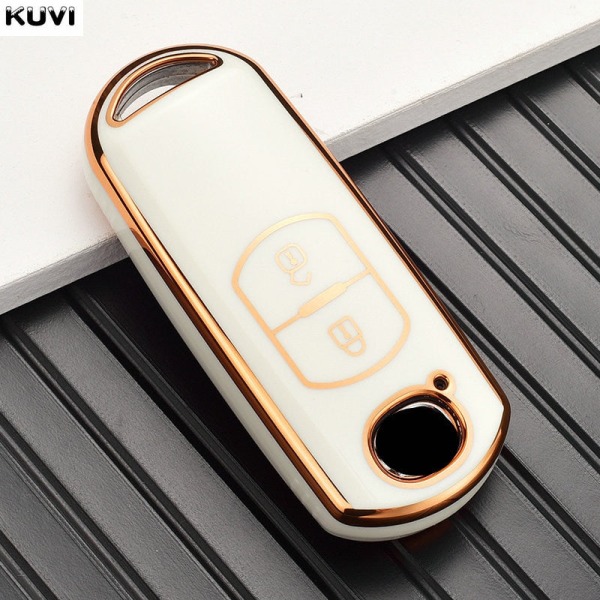 TPU Bil Fjärrkontroll Nyckel Fodral Skydd För Mazda 2 3 6 Atenza Axela Demio CX-5 CX5 CX-3 CX7 CX-9 2015 2016 2017 2018 2019 Tillbehör 2 button White