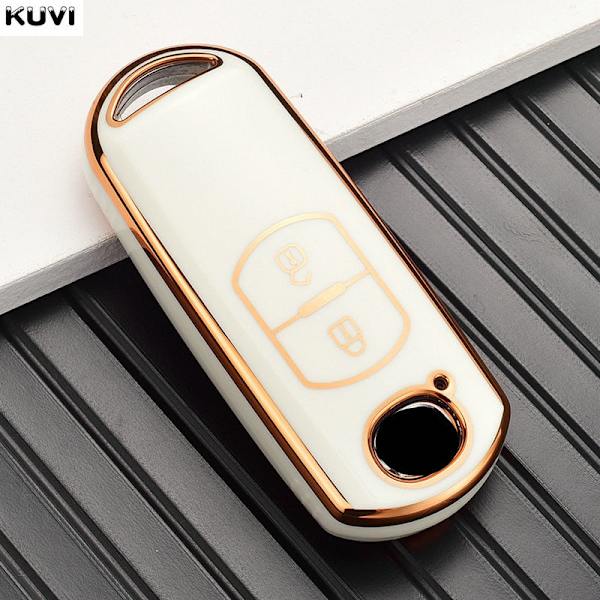TPU Bil Fjärrkontroll Nyckel Fodral Skydd För Mazda 2 3 6 Atenza Axela Demio CX-5 CX5 CX-3 CX7 CX-9 2015 2016 2017 2018 2019 Tillbehör 3 button White