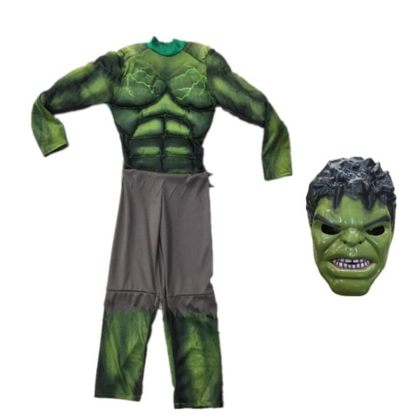 barn grön hulk kostym pojkar muskel jumpsuit halloween kostymer för barn pojke barn barn cosplay kläder strumpbyxor Green M