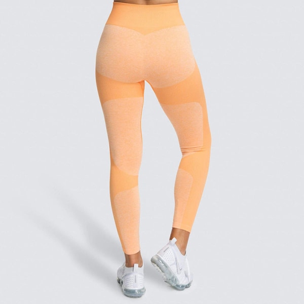 Europæiske og amerikanske sømløse, hofteløftende, fugttransporterende yogabukser, sportsbeklædning, fitnessbukser, hoftfremhævende tights til kvinder 9154AB pants-Black M