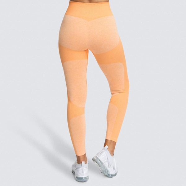 Europeiska och amerikanska sömlösa höftlyftande fukttransporterande yogabyxor Sportkläder Fitness Hip-showing tights för kvinnor 9154AB pants-watermelon red L