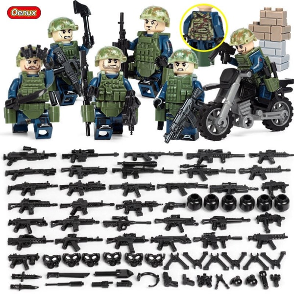 Militär jeepad bil Fordonsmodell Byggsten Mini Army Soldater Figurer Enlighten Brick MOC Leksak för barn Present Military Army 17