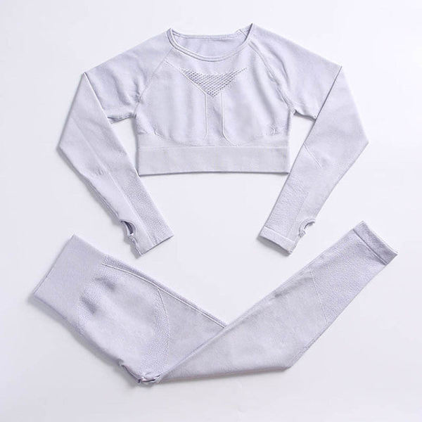 Joogasetti Kuntosalivaatteet Verryttelypuku Korkeavyötäröiset Housut Urheiluliivit Naisille Top Pants-Gray L