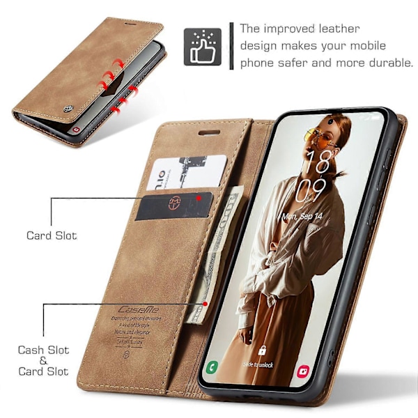 För Samsung Galaxy A56 5G Fodral CASEME 013 Serie Korthållare Ställ Läder Telefonskal Style C