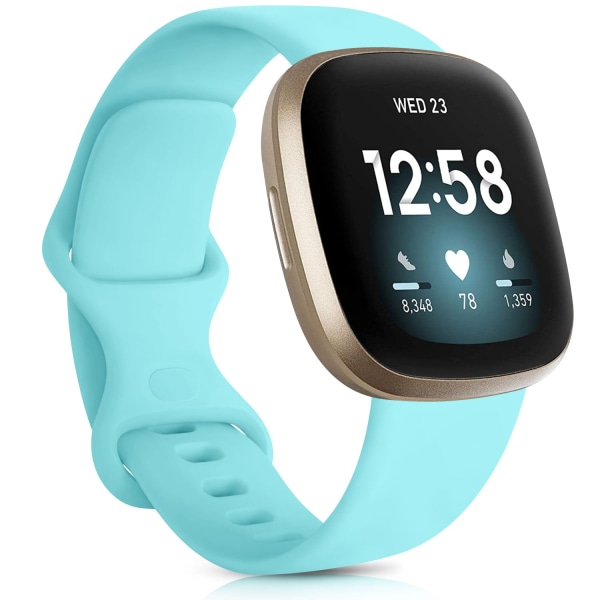 Kellon ranneke Fitbit Versa 3 -rannekkeelle Silikoninen ranneke Vaihto Fitbit Sense -rannekkeelle Correa-lisävarusteet Ruusukulta Hopea rose gold size L for Versa3