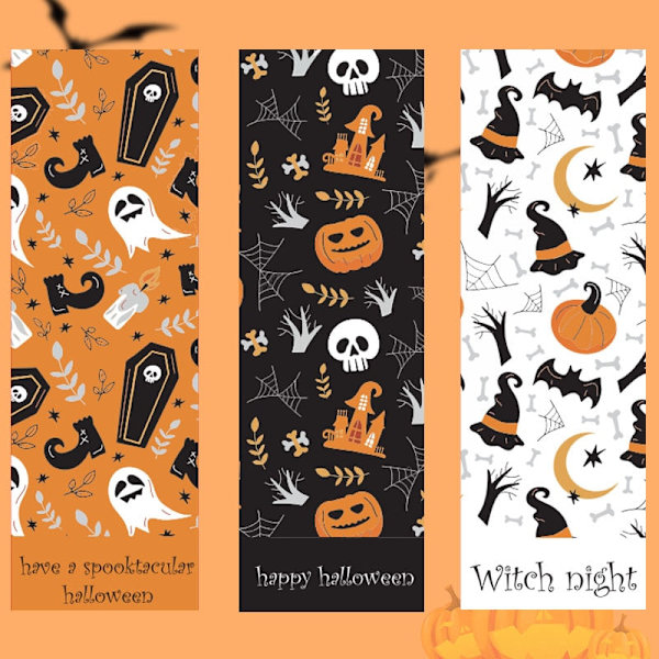 30-90 kpl 9*3CM Hyvää Halloweenia Tarrat Kurpitsa Noita Pääkallo Sinettitarrat Leikekirjat Juhlapakettien Koristeluun 30pcs Style 1