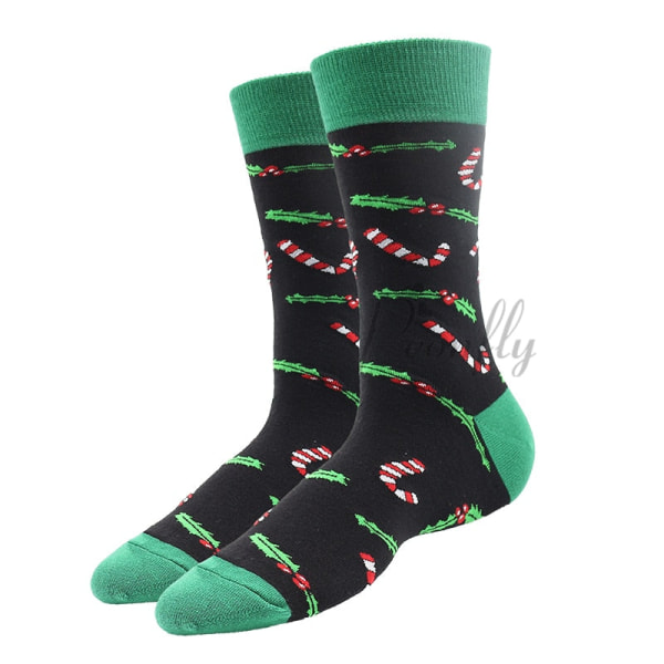 Julstrumpor PEONFLY Nya Färgglada Bomullsstrumpor Herrstrumpor Harajuku Hip Hop Roliga Tecknade Jultomten Kakor 48 EUR36-40