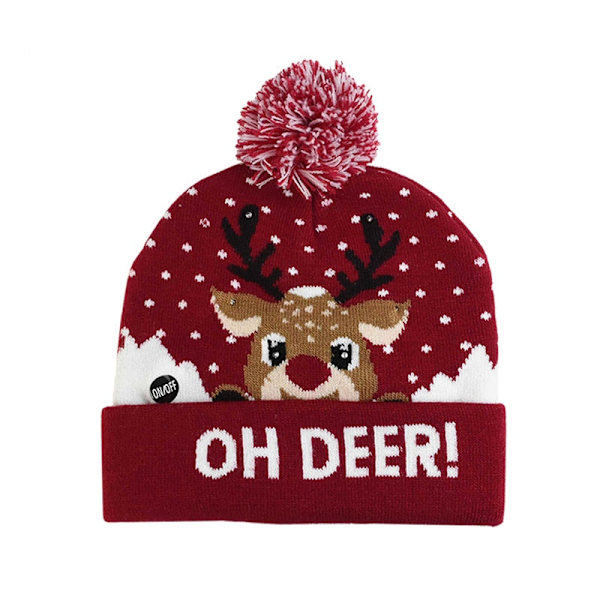 LED Julehue Sweater Strikket Hue Julelys Strikket Hue Julegave til Børn Julepynt J
