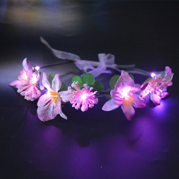 Jente Sommerfugl Lysende Tutu LED Skjørt Glød Blomsterkrans Hodebånd Party Magisk Engel Fe Jul Kostyme Bursdagsgave pink headband