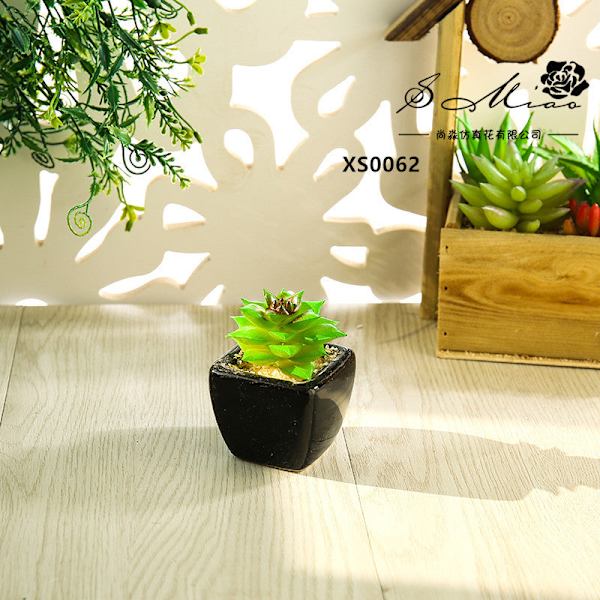 Mini Konstgjord Suckulent Växt Bonsai (Kruka Ingår) Kreativ Dekoration Konstgjord Blomma Yiwu Konstgjord Växt Buddha lotus Green red core