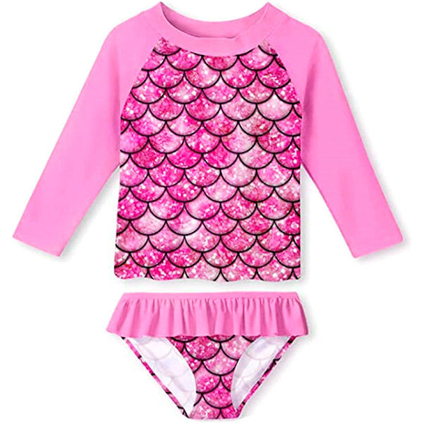 Baddräkt Barn Delad Bikini Långärmad Flickbaddräkt B Model 110cm