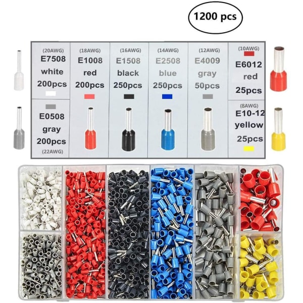 0,08-10mm Rörtångsklämmor Verktygsset Nytt 1200st Terminalklämmor Mini Elektrisk Tång HSC8 Precisionsklämsats Red plier and1200pcs
