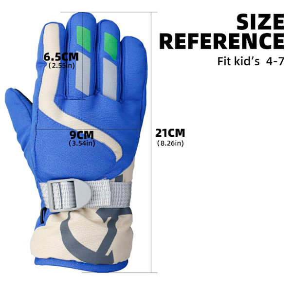 Termiske skihansker barn vinter fleece vanntett varm snowboard snøhansker 3 fingre for ski kjøring Style1-blue