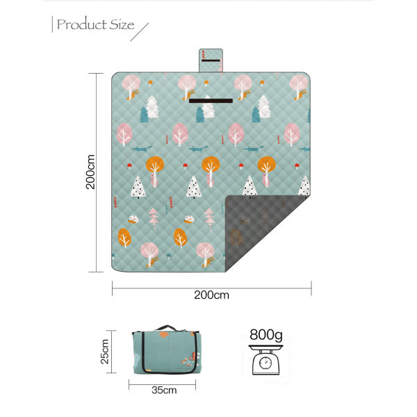 Udendørs Campingmåtte Picnic Tæppe Vandtæt Måtte Maskinvaskbar Bærbar Rejse Strandtæppe Foldbar Picnic Strandmåtte 2*2M yellow grid