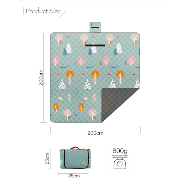 Utendørs Campingmatte Piknikpledd Vanntett Matte Maskinvaskbar Bærbar Reise Strandpledd Sammenleggbar Piknik Strandmatte 2*2M gray leaves