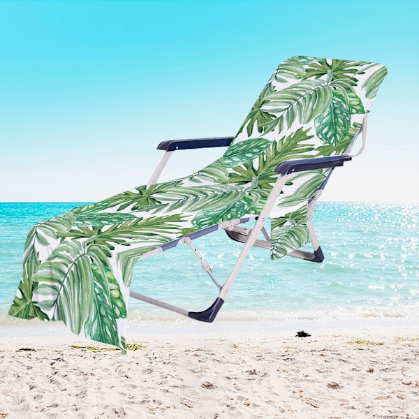 Trooppiset kasvit Mikrokuituinen rantatuolin päällinen pyyhe taskulla Ulkokäyttöön Nopeasti kuivuva Kannettava puutarha-allas Aurinkotuolin peitto 9 73x210cm