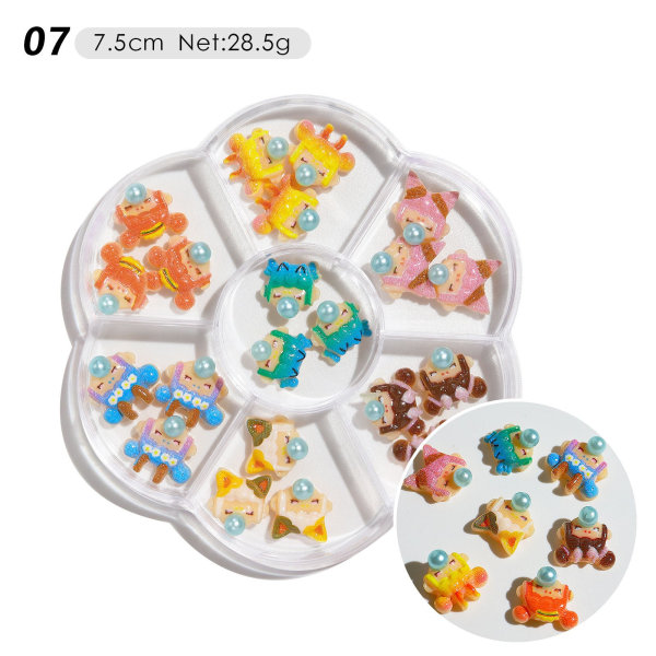 Neglepynt Blomst Sløyfe Aurora Patch Bjørn Rhinestone Perle Blandet Negle Dekorativ Diamant Paljetter New 7-grid mixed decorations 04