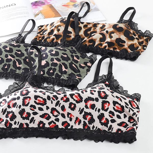 Sexig sport-bh med leopardtryck för damer, bygel-bh White One Size