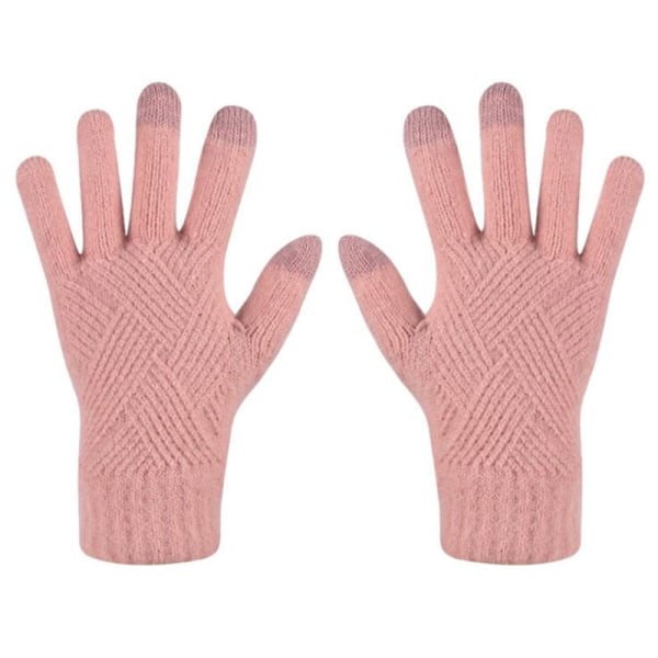 Dam Vinter Varma Stickade Hel Fingerhandskar Herr Enfärgade Ull Touch Screen Vantar Kvinnor Tjocka Varma Cykelkörhandskar H46 S128 Maroon One Size