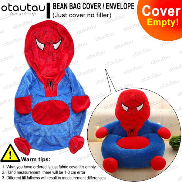 Barn Tecknad Sofföverdrag Sittsäck Stol Söt Puff Ottoman Fåtölj Soffa Mjuk Sammet Golvsits Puff Futon Barnmöbler Gåva spider