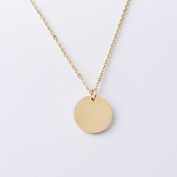 Speil rustfritt stål rundt anheng halskjede DIY kort halskjede kragekjede Gold 20mm Pendant