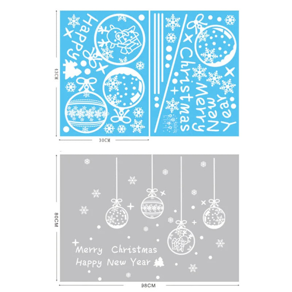 Jul Glasdekaler Heminredning Ornament Jul Snöflinga Jultomte Dörr Butiksfönster Dekal Nyår Juldekoration 3