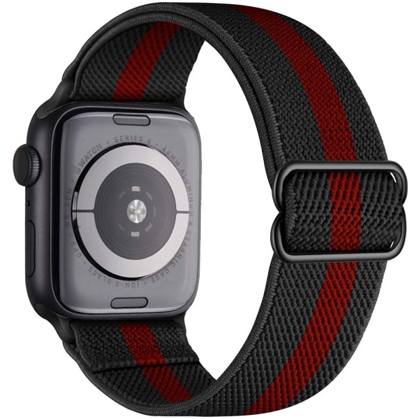 Elastisk Nylon Solo Loop-rem för Apple Watch Band 44mm 40mm 38mm 42mm Justerbart armband iWatch Series 3 4 5 6 Se Armband Black red 42mm or 44mm