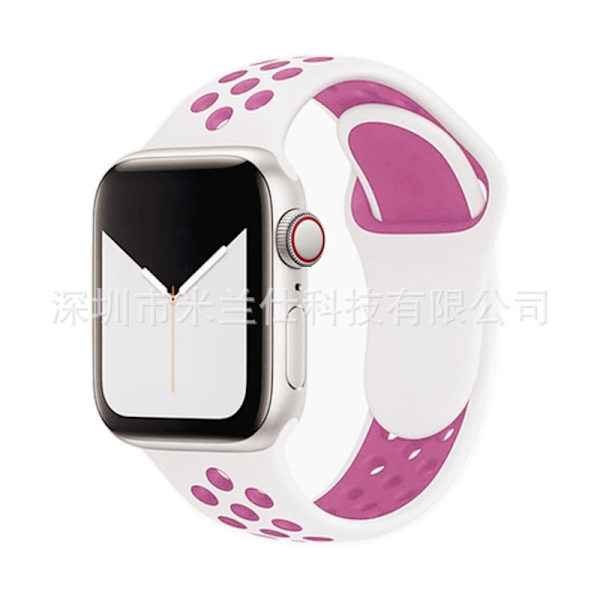 Klockarmband för Apple Watch iWatch 38/40/41/42mm-S10 standardstorlek SM kod 18 vit med lila